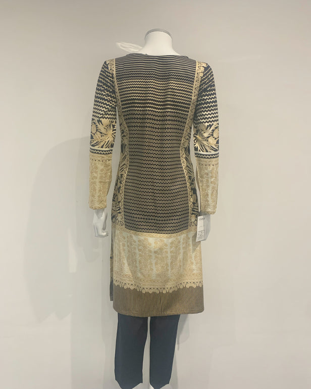 Clasico Elura Beige Printed Linen Suit