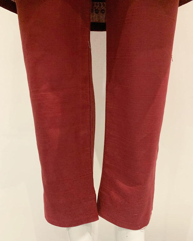 RAFIA Designer Deep Red Khaddar Embroidered Kameez Suit