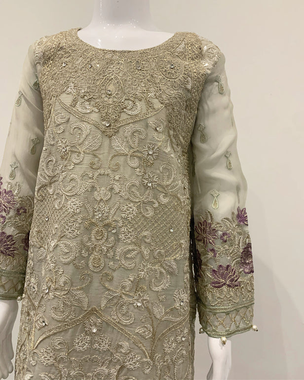 Ivory Girls Fancy Chiffon Contrast Kameez Suit