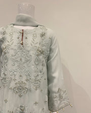 Girls Pale Blue Fancy Chiffon Embroidered Kameez Suit