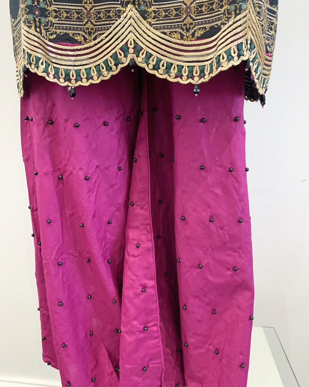 Digital Plum Lawn Kameez Garara Suit