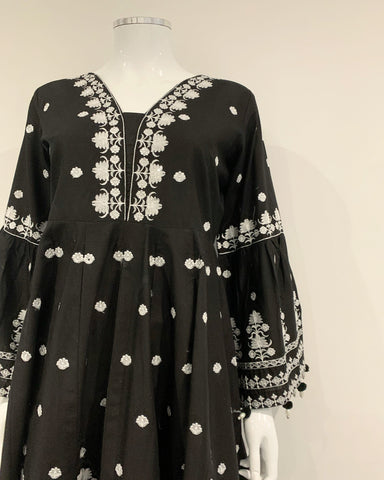 Simrans Black Ladies Dress Embroidered Kameez Suit