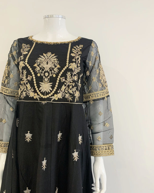 IVANA Ladies Designer Black Cotton Dress Suit