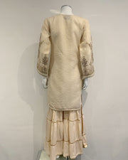 RAFIA Designer Beige Fancy Jacquard Sharara Suit