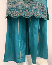 RAFIA Designer Sea Green Fancy Jacquard Sharara Suit