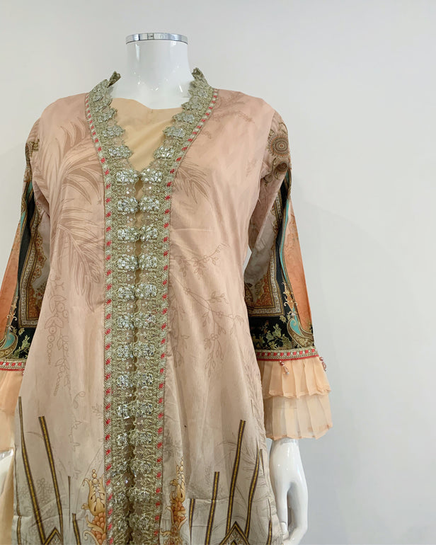 Blush Ladies Digital Lawn Jacket Kameez Suit