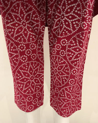 Simrans Red Block Print Trouser Suit