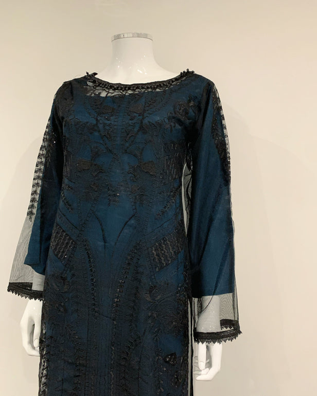 Black and Teal Net Suit