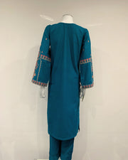 RAFIA Designer Cobalt Blue Premium Khaddar Embroidered Kameez Suit