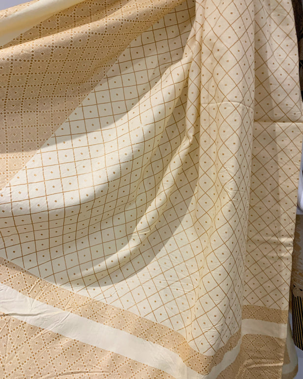 Clasico Elura Beige Printed Linen Suit