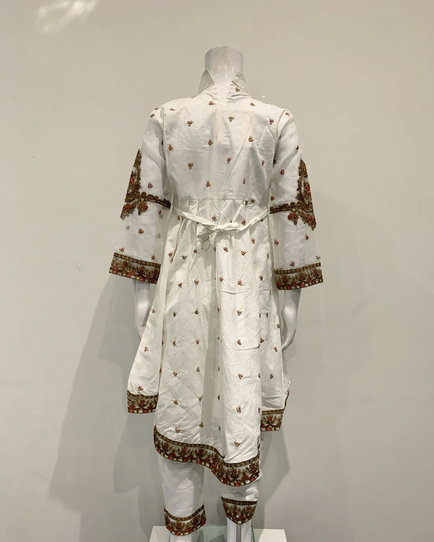 IVANA Designer Girls White Embellished Dress Tail Suit