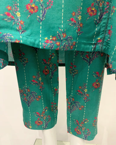 RAFIA Designer Sea Green Floral Linen Suit