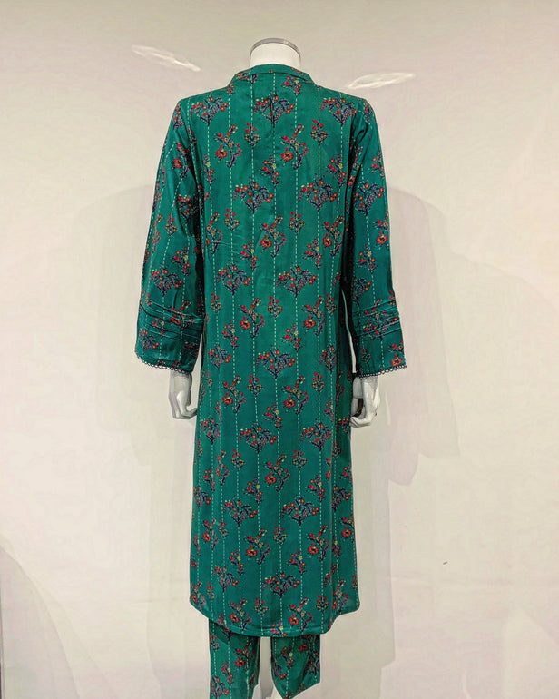 RAFIA Designer Sea Green Floral Linen Suit