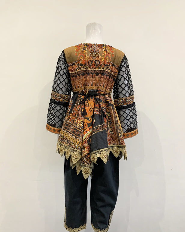 Guddiya Girls Luxury Lawn Black Dress Frock Suit