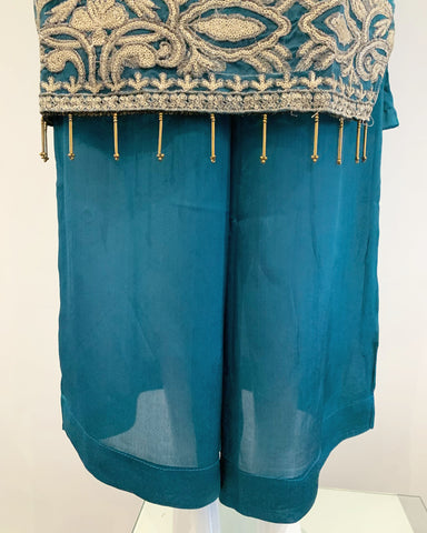 Teal Embroidered Sharara Suit