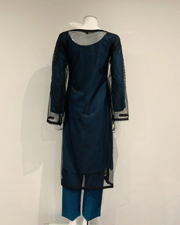 Black and Teal Net Suit