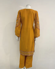 RAFIA Designer Mustard Karandi Cotton Embroidered Suit
