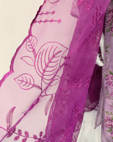 Simrans Purple Floral Digital Viscose Kameez Suit